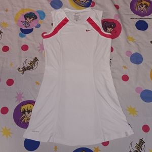 Nike Tennis Court Dri Fit Jersey Dress Skirt Sportswear White & Pink